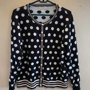 Appleseed’s black and white polka dot sweater